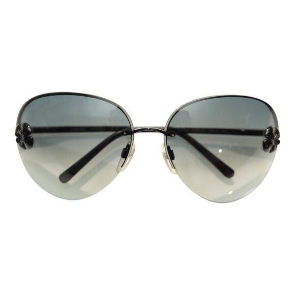 CHANEL 4134 1268G Black Gray Gradient Lenses Camellia aviator sunglasses - Picture 1 of 10